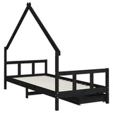 Kids Bed Frame with Drawers Black 90x200 cm Solid Wood Pine 834554