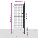 Mesh Garden Gate Galvanised Steel 100x200 cm Grey 145775