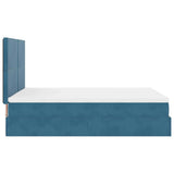 Ottoman Bed with Mattresses Dark Blue 140x200cm Velvet 3313407