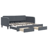 Daybed with Trundle&Drawers without Mattress Dark Grey 90x190 cm Single 3197158