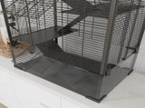 Four-Tier Hamster Cage with Deep Tempered Glass Bottom, Hut, Running Wheel, Food Dish, Water Bottle, T3398P350102