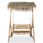 ZNTS 2-Seater Swing Bench with Palm Leaves Bamboo 202 cm 43712