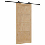 Sliding Door Manual Natural and black 93 x 211 cm 3333488