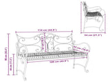 Garden Bench 2-Seater 114 x 56.5 x 90 cm Steel Antique Brown 42029539