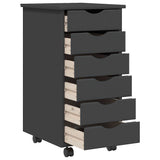 Rolling Cabinet with Drawers MOSS Grey Solid Wood Pine 355890