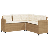Garden Sofa with Table and Cushions L-Shaped Beige Poly Rattan 369050