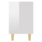 Bed Cabinets Solid Wood Legs 2 pcs High Gloss White 40x30x50 cm 805792