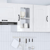 Kitchen Wall Cabinet with Glass Door Kalmar High Gloss White Engineered Wood 853529