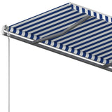 ZNTS Freestanding Manual Retractable Awning 400x300 cm Blue/White 3069736