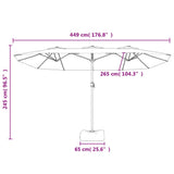 Double-Head Garden Parasol with LEDs Sand White 449x265 cm 362953