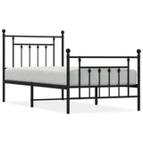 Bed Frame Black Powder-Coated Steel Single Metal Bed Frame 353546