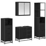 Bathroom Furniture Set 4 pcs Black Oak Engineered Wood 3402331