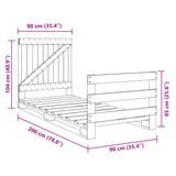 Bed Frame without Mattress with Headboard 90x200 cm Solid Wood 3281556