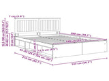 Bed Frame Smoked Oak 140 x 200 cm Solid Pine Wood 3411005