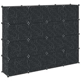 Storage Cube Organiser with 16 Cubes and Doors Black PP 4019581