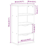 ZNTS Side Cabinet with Drawers ODDA 40x24x79 cm Solid Wood Pine 4103593