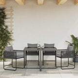 Chair with Cushion 4 pcs Black and Anthracite PE Rattan 42003027