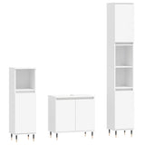 3 Piece Bathroom Cabinet Set White Engineered Wood 3187781