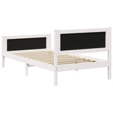 Bed frame White and light grey 100 x 200 cm Solid pine wood 878493