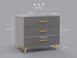 Three Drawer Embossed Line Dresser - Grey/Gold Tone T3398P343154