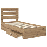 Bed Frame with Drawer Artisan Oak 100 x 200 cm Engineered Wood 3412011