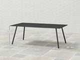 Rectangle Garden Table with Slat Top, Steel Frame, Outdoor Table for 6 Person, 150 x 80 x 74 cm, T3398P377593
