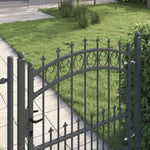 Fence Gate with Spikes Grey 100 x 100 cm Powder-coated steel 42009002