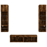 6 Piece TV Wall Units with LED Smoked Oak Engineered Wood 3216626