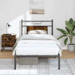 Bed Frame without Mattress Smoked Oak 80x200 cm Engineered Wood 4106734