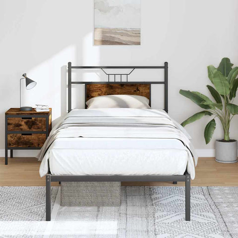 Bed Frame without Mattress Smoked Oak 80x200 cm Engineered Wood 4106734