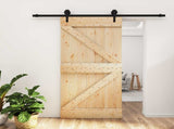 Sliding Door Natural and Black 95 x 210 cm Solid Pine Wood 3445151