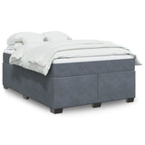 ZNTS Box Spring Bed with Mattress Dark Grey 140x200 cm Velvet 3285288