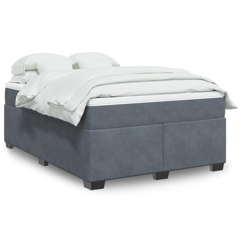 ZNTS Box Spring Bed with Mattress Dark Grey 140x200 cm Velvet 3285288