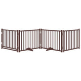 Dog Gate with Door Foldable 4 Panels Brown Oak 320 cm Solid Wood Fir 352297