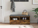 Hall Bench with Cushion with Drawer Smoked Oak 80 x 38 x 46 cm 891460