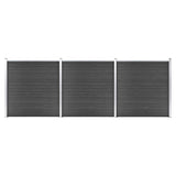 Fence Panel Set WPC 526x186 cm Black 3070430