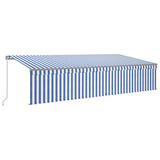 Manual Retractable Awning with Blind 6x3m Blue&White 3069476