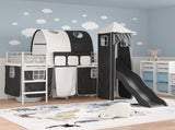 Kids'Loft Bed Frame White and Black 75 x 190 cm Metal 42020892
