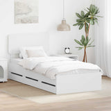 Bed Frame with Drawer White 100 x 200 cm Engineered Wood 3412213