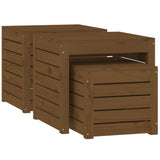 3 Piece Garden Box Set Honey Brown Solid Wood Pine 823958