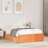 Bed Frame without Mattress Wax Brown 120x200 cm Solid Wood Pine 3282380