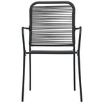 7 Piece Outdoor Dining Set Cotton Rope and Steel Black 48570