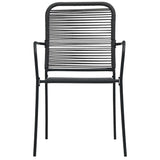 7 Piece Outdoor Dining Set Cotton Rope and Steel Black 48570