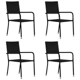 Garden Dining Chair Set of 4 Black PE rattan, steel Medium 318700
