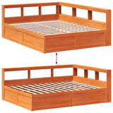 Bookcase Bed without Mattress Wax Brown 160x200cm Solid Wood Pine 3324456