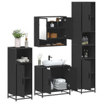 ZNTS 4 Piece Bathroom Furniture Set Black Engineered Wood 3301215