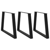 ZNTS Dining Table Legs V-Shape 3 pcs Black 90x cm Steel 4012592