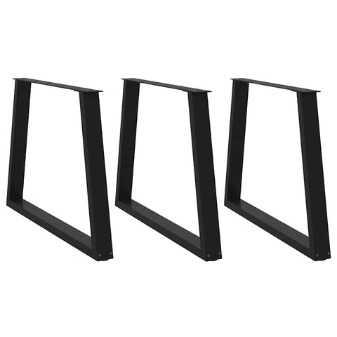 ZNTS Dining Table Legs V-Shape 3 pcs Black 90x cm Steel 4012592