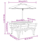 Picnic Table for 4 Kids with Umbrella Solid Wood Fir 3281620