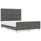 ZNTS Bed Frame Dark Grey 140x190 cm Fabric 3344726